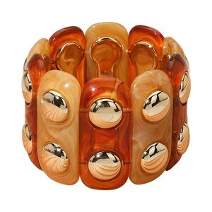 Chunky Wide Marbled Resin Dome Stretch Bracelet